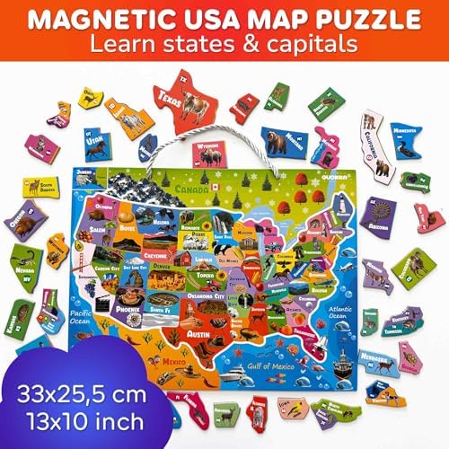 US Map Puzzles for Kids Ages 4-6 - Magnetic Toddler Puzzles Ages 3-5 - Image 2
