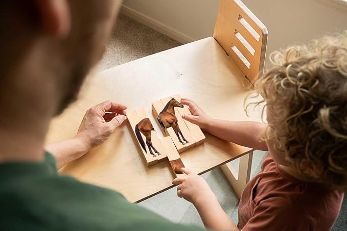 Wooden Animal Chunky Puzzles for Toddlers 2+ Years - Montessori 4 in 1 Complete Animal Collection - Farm, Safari & Woodland Block Puzzle Jumbo Set - Image 5