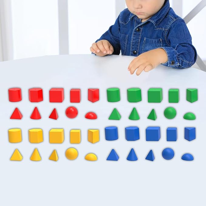40Pcs Geometric Shapes Blocks Math Manipulatives Pattern Blocks - Image 6
