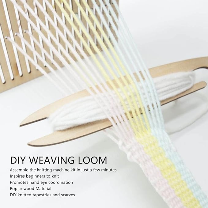 ZPurifylline 2 Sets Weaving Kit, Wooden Weaving with Weaving Stick, DIY Craft Kit for Kids and Beginners, Poplar Wood Handmade Weaving Tool for Tapestry and Scarf Making