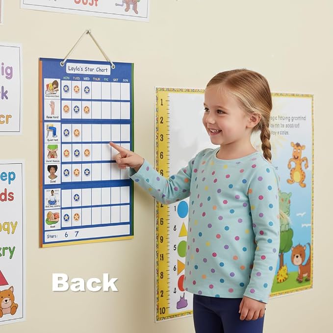 SchKIDules Magnetic Visual Schedule & Progress Chart for School; 2-Sided 18” Folding Board Plus 141 Magnets for Daily Routines, Positive Behavioral Supports, Special Ed, Preschool, ADHD & Autism - Image 3