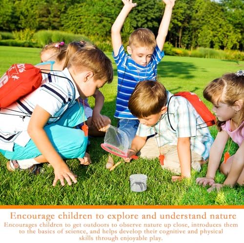 Silipull Bug Catching Kit for Kid Outdoor Explorer Kit Include Catching Scissor Tong Tweezer Clamp Bug Cage Whistle Insect Net Drawstring Bag for Boy Girl Educational Adventure Hunting (Orange,48 Pcs) - Image 5