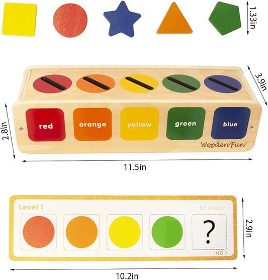 WOODENFUN Wooden Color Shape Sorting Toys Box for Toddlers 1-3 - Image 2