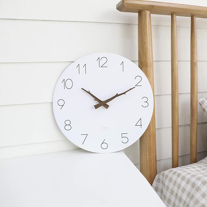 mooas Flatwood Wall Clock (Twig),12" Non-Ticking Sweep Movement - Image 6