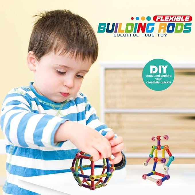 Flexible Building Stick Blocks, 128PCS Building Toys 10 Year Old Boy, Building Rods Blocks Construction Set, Montessori Educational Toy for Boys and Girls - Image 5