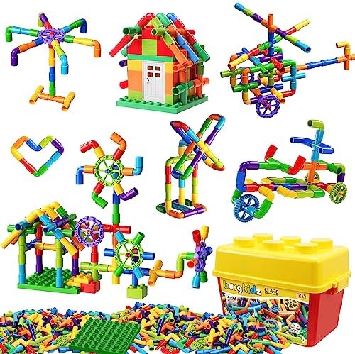 burgkidz STEM Tube Building Set: 188 Pcs Build Cars w/Wheels & Tub by burgkidz