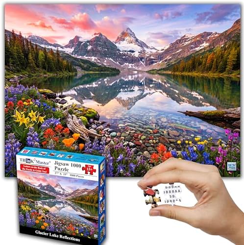 Think2Master Glacier Lake Reflections 1000 Pieces Large Format Jigsaw Puzzle: 13+, Teens, Adults & Families. Rocky Mountains Alpine Lake. Great Gift for Nature, Hiking, Camping. Size: 26.8” X 18.9” by Think2Master