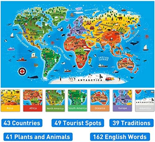 MiDeer World Map Floor Puzzle for Kids Ages 4-8 100 Piece Jigsaw Toy - Image 3