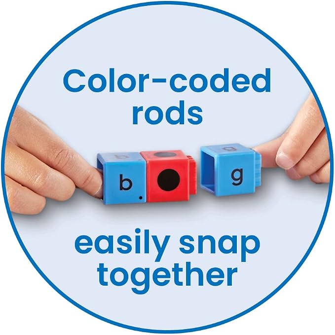 hand2mind Reading Rods Alphabet & CVC Words, Word Building Activities, Letter Blocks, CVC Words for Kindergarten, Spelling Toys, Reading Tools for Kids, Science of Reading Manipulatives - Image 3
