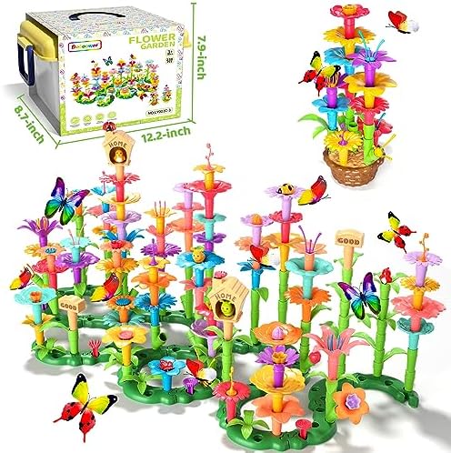 Doloowee 238Pcs Flower Garden Building Toys for Girls 3 4 5 6 7 Year Old, Upgrade DIY Building Stacking Toys, STEM Preschool Educational Toddler Toys Brain Development Kindergarten Kids Toy - Image 6