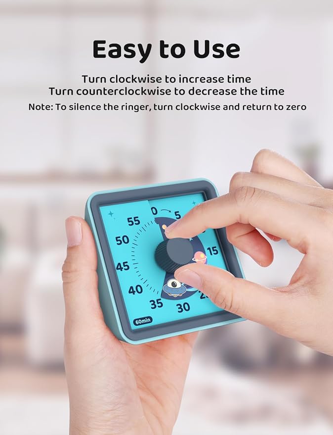 LIORQUE Visual Timer for Kids, 60 Minute Countdown Timer, Steel Blue - Image 5