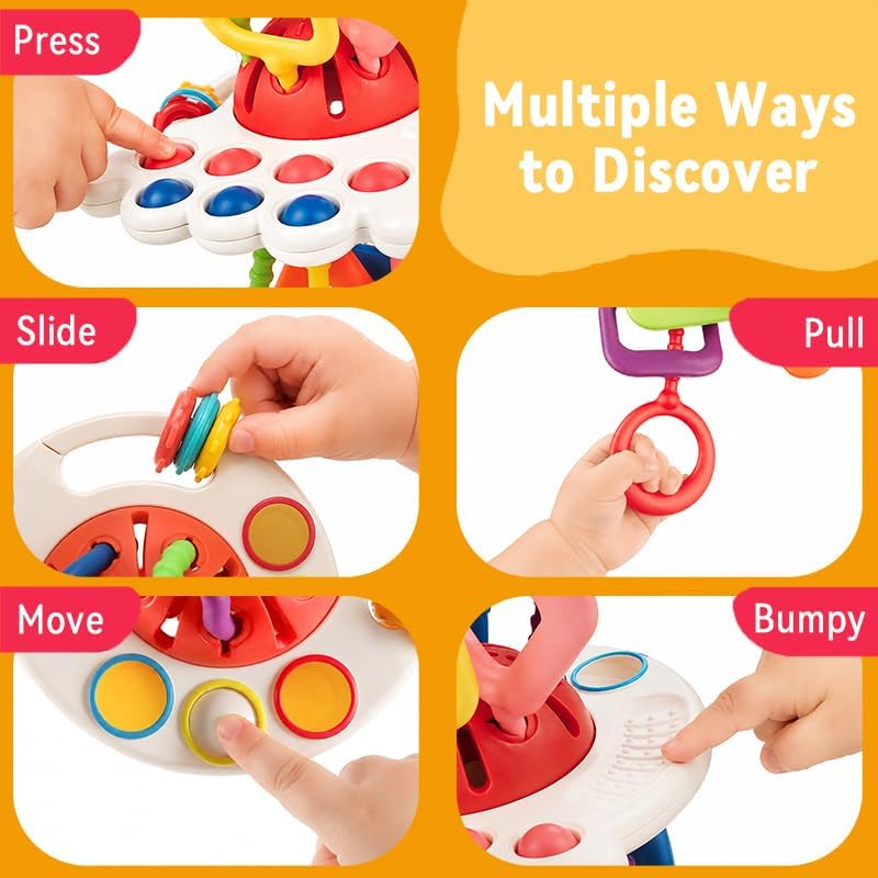 Montessori Silicone Pulling Toy for Babies (Red) - Image 2
