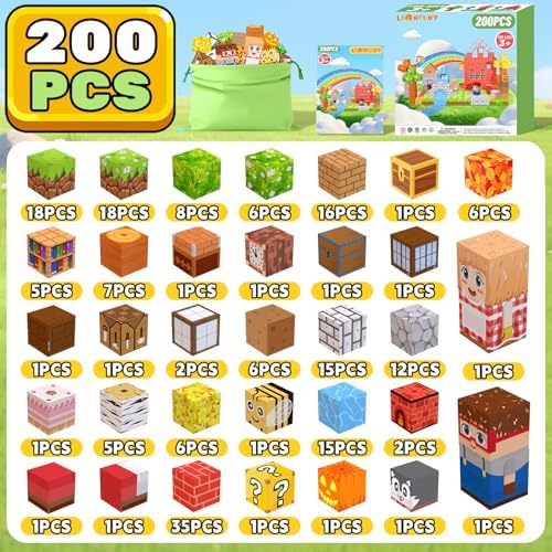 LionFuny 200PCS Magnetic Blocks,Magnetic Building Blocks Stacking Toys,Magnet Toys Building World Set, STEM Sensory Christmas Birthday Gift for Toddlers Boys Kids Age 3 4 5 6 7 8,Upgrade 1" Large Size - Image 7