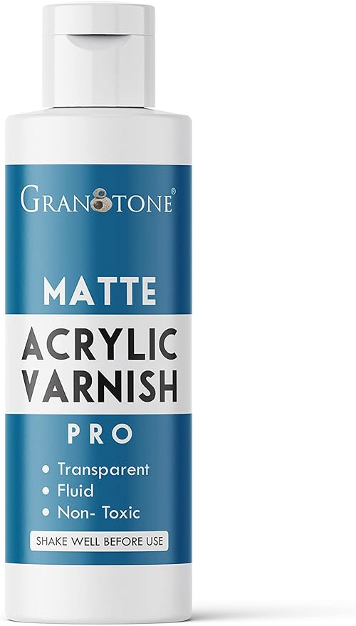 GRANOTONE Matte Finish Varnish for Acrylic Painting 3.38 fl oz Non Yellowing Non Toxic Anti Crazing 100 ML for Pro Artists Hobby Painters and Kids Made in India