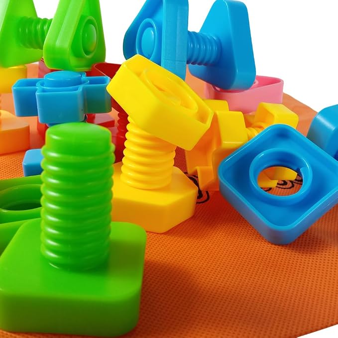 Jumbo Nuts and Bolts for Toddlers - 40 Pcs Screw Toys for Toddlers 3 - Occupational Therapy Toy with Storage Tote and Book - Shape Sorter Fine Motor Toy - Manipulatives for Preschoolers - Image 2