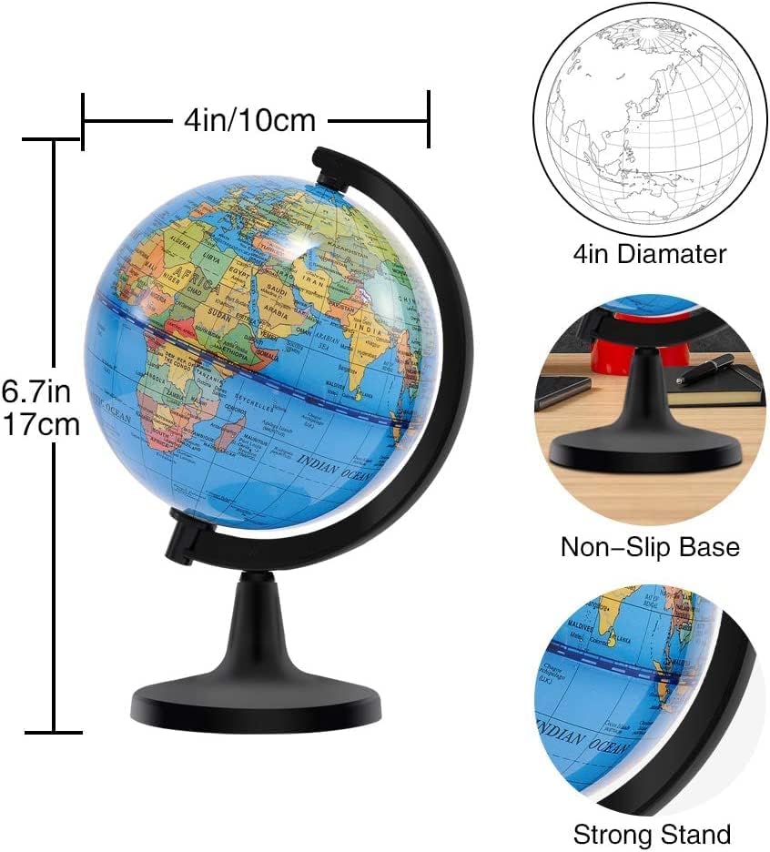 Wizdar 4 inch World Globe for Kids Learning - Image 2