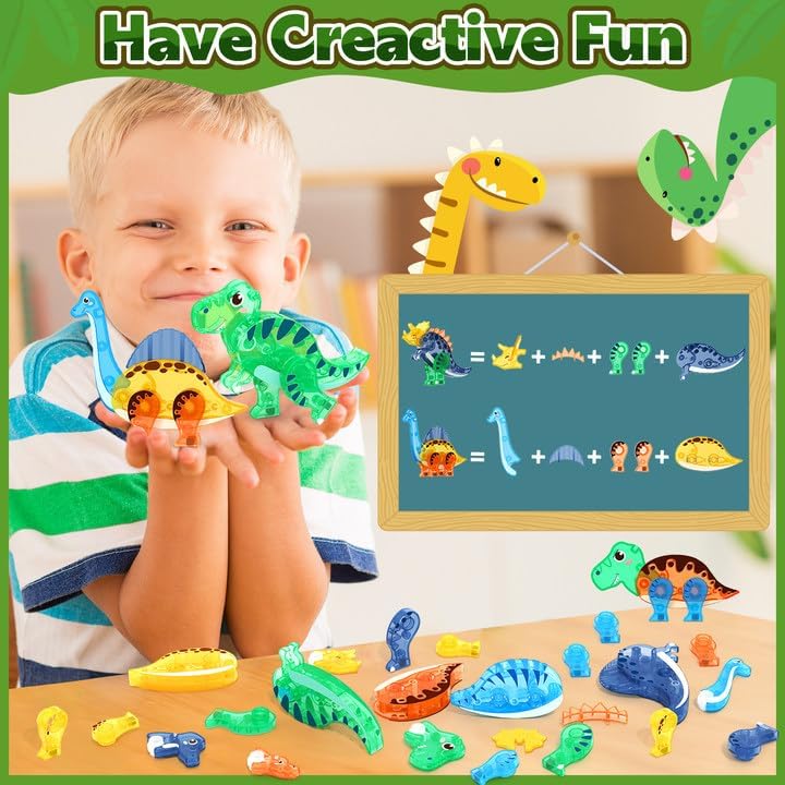 Dinosaur Toys Magnetic Tiles 3D Movable Dinos for Kids 3-5 5-7 Toddler Toy - Image 4
