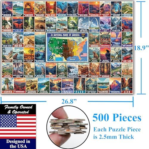 Think2Master Colorful Vintage USA National Parks 500 Pieces Very Large Pieces Jigsaw Puzzle for 13+, Adults & seiors. Great Gift for People Interested in Traveling. Size: 26.8” X 18.9” - Image 6