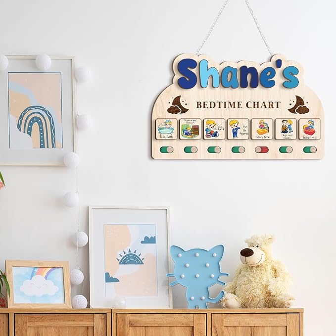 Bedtime Routine Chart, Night Time Routine Chart, Kids Routine Chart, Wooden Daily Night Routine Chart, Visual Schedule for Toddler Evening Routine - Image 8