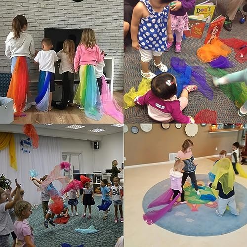 Lolakee Dance Scarves 12 Pcs Juggling Scarves for Kids Play Silk Scarve for Babies Toddlers Children Movement Learning Education Musical Accessories Colorful Scarfs Magic Tricks Performance (Green) - Image 4