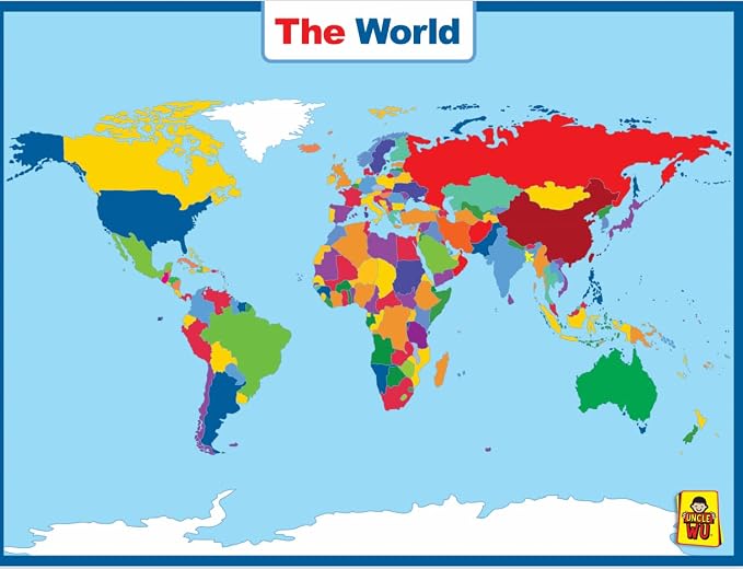 UNCLE WU World Map Laminated Poster -Dry Erase Double Side Educational Poster For Kids/Adults -17 x 23 inch Waterproof Map For Home Classroom - Image 2
