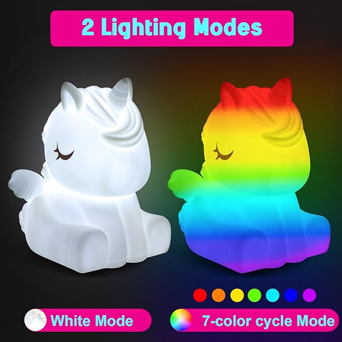 EPUMP Paint Your Own Lamp Kit - Rechargeable 1200mAh Un-icorn Night Light with 2 Light Modes, Arts and Crafts Painting Toys for Girls Boys, Art Supplies Birthday & Christmas Gifts for Kids Ages 3-12+