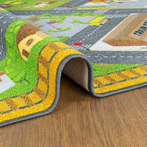 KC Cubs 3x5 Country Farm Construction Car Road Street Rug – Educational Carpet Play Mat for Kids, Toddlers, Nursery, Classroom, Playroom, Baby Daycare - Image 7