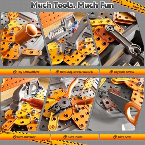 2 in 1 Workbench Tools Toys Set with Sound for Toddlers Aged 3-5 - Image 2