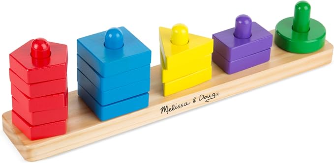 Melissa & Doug Stack and Sort Board - Wooden Educational Toy With 15 Solid Wood Pieces by Unknown