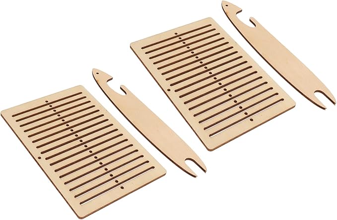 ZPurifylline 2 Sets Weaving Kit, Wooden Weaving with Weaving Stick, DIY Craft Kit for Kids and Beginners, Poplar Wood Handmade Weaving Tool for Tapestry and Scarf Making
