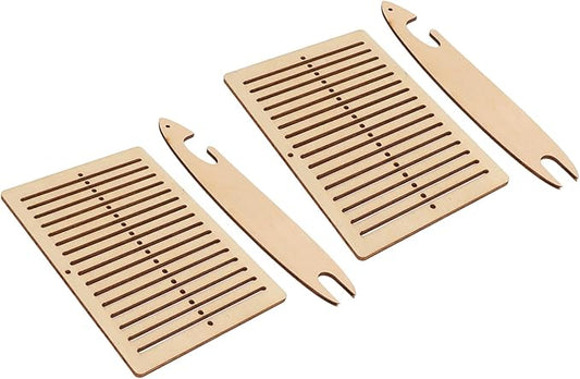 ZPurifylline 2 Sets Weaving Kit, Wooden Weaving with Weaving Stick, DIY Craft Kit for Kids and Beginners, Poplar Wood Handmade Weaving Tool for Tapestry and Scarf Making