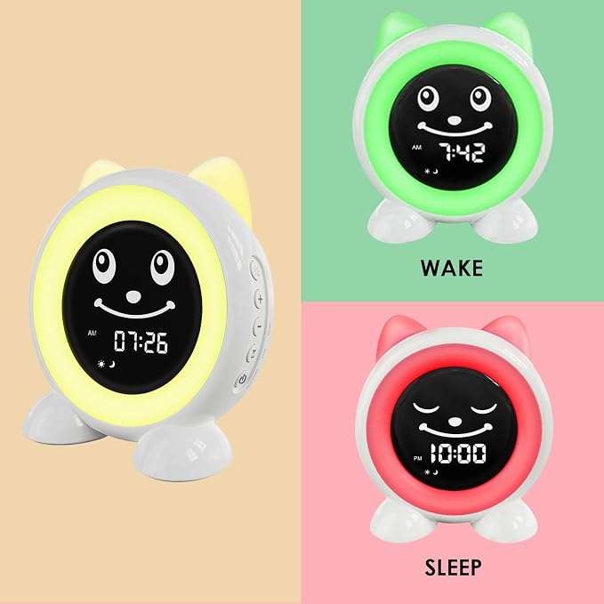 Toddlers Sleep Training Clock, Ok to Wake Clock with Red Green Light - Image 2