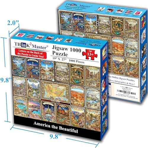Think2Master America the Beautiful 1000 Pieces Large Format Jigsaw Puzzle: 13+, Teens, Adults & Families. USA's Most Famous Destinations in Vibrant, Vintage-Style Travel Posters. Size: 26.8” X 18.9” - Image 4