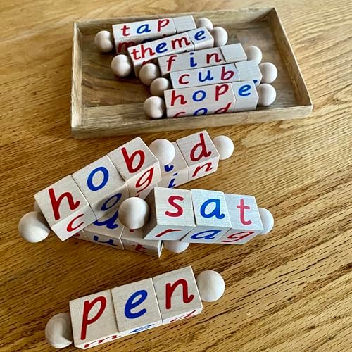 Phonetic and Silent E Wooden Reading Block Sets - Preschool, Kindergarten, Homeschool Language Learning Toys -10 Rods Total - Image 7