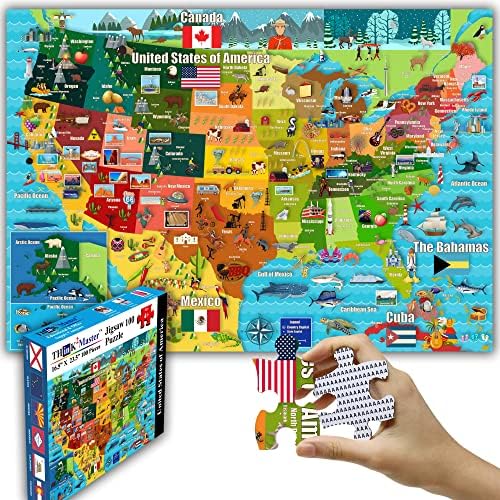 Think2Master Colorful United States Map 100 Pieces Jigsaw Puzzle Great for Families. Great Gift USA.23.4” X 16.5” by Think2Master