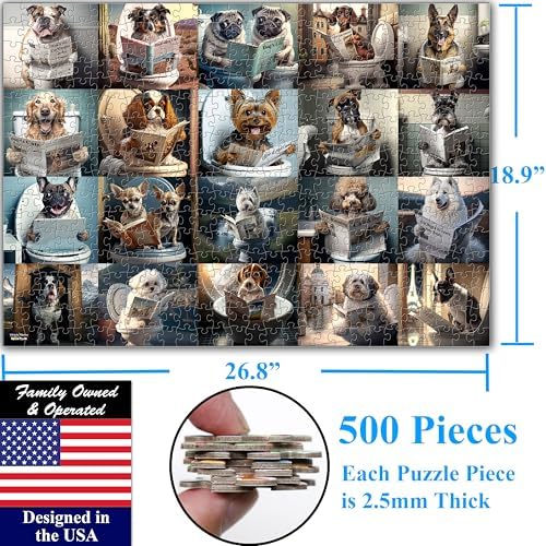 Think2Master Pooping Dogs & Puppies 500 Pieces Very Large Pieces Jigsaw. for Adults & Seniors 13+ Size: 26.8” x 18.9” - Image 6