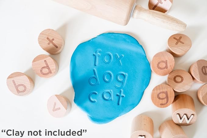 Alphabet Playdough Stamps for Kids - Lowercase Letter Stamp Set - ABC Toddler Clay Dough Stampers