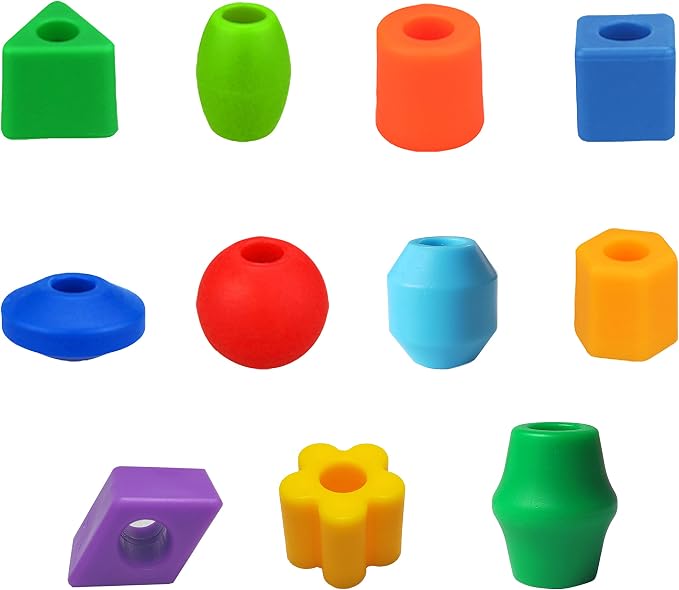 KUTOI Plastic Lacing Beads for Kids with Fun Shapes, Long String, and Brilliant Colors, Educational Occupational Therapy Toys-Fine Motor Toys，Montessori Toy for 3 Year Old and Above（70 pcs） - Image 6
