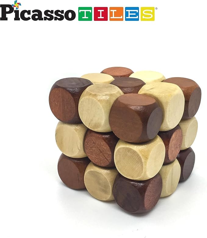 PicassoTiles 8 Styles Interlocking Sensory Toys Wooden Burr Cube, Ball and Barrels Logic Skill Genius Puzzle Brain Teaser Games & Intellectual 3D Assembling Educational Toy Set for Kids & Adults PTP08 - Image 6