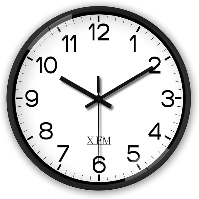 XFM Black Silent Wall Clocks Battery Operated 14 Inch by XFMWallClock