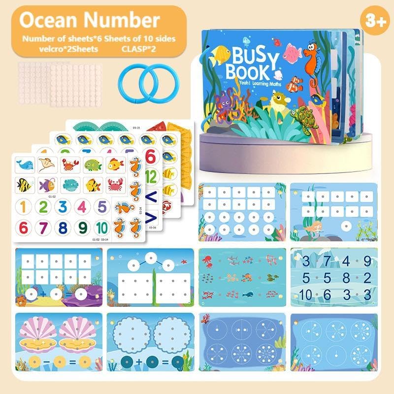 Montessori Busy Book Set (Dinosaur + Ocean) – Preschool Learning Activities for Ages 3+, Fine Motor Skills, Interactive Velcro Activity Kit, Travel Toy for Kids (2-in-1 Bundle) - Image 3