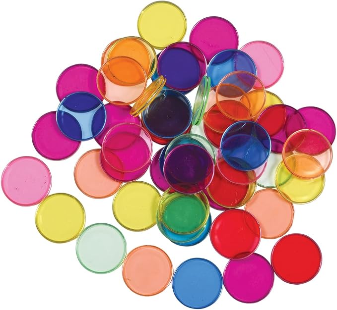 LEARNING ADVANTAGE Transparent Plastic Counters, Steel-Ringed, Set of 50 by LEARNINGADVANTAGE