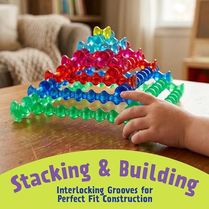 POPULAR PLAYTHINGS Playstix Translucent Set, 105 Piece, Building Sticks Kit - Image 2
