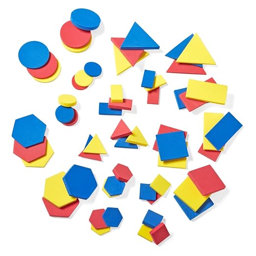 hand2mind Foam Attribute Blocks Student Kit, Geometry Set, Preschool Learning, Manipulatives for Preschool, Montessori Math, Shapes for Toddlers, Home Schooling Materials Pre-K (Set of 60 Blocks) by hand2mind