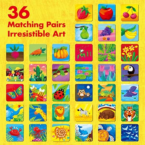 Hebayy Memory Matching Game, 72 PCS Nature Theme Matching Cards for Toddlers 36 Pairs Memory Cards for Preschool 4 5 6 Years Old - Image 2