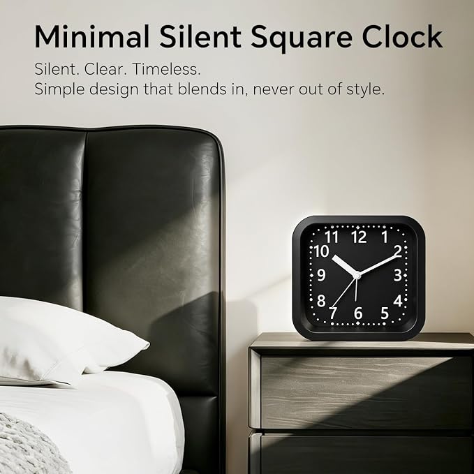 Loud Alarm Clock for Heavy Sleepers Adults, 4.5" Simple Plastic Battery Operated Alarm Clock with Silent Movement, Easy-to-Read Number, Bedside Desk Clock for Bedroom Teens Seniors, Black - Image 7