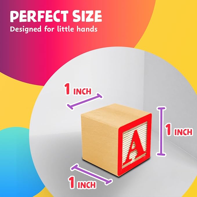 Skoolzy Wooden ABC Blocks - 120 Pc Stacking Set for Toddlers Ages 2+