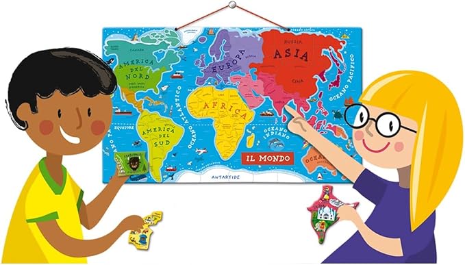 Janod J05500 Wooden Magnetic World Map Puzzle 92 Pieces, French Version - Image 3