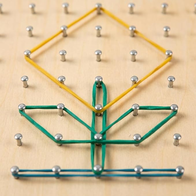 predolo 1 Piece Sensory Toys Geometric Shapes Wooden Math Development Early Learning Manipulatives Pattern Making Suitable for Preschool Classroom 18x18x3.5cm, Small Geoboard (49 pegs) - Image 3