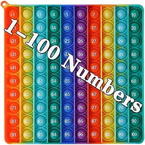 DK-SIMINA Large P0pp with Numbers, Rainbow Square Dimples Fidgett Ttoy 100 Bubble Math Toy Learning Tool for Teachers to Make Various Math Operations Poppers for Kids (1-100 Numbers) by DK-SIMINA